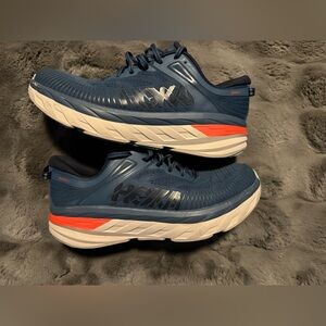 Hoka Men's BONDI 7 Navy and orange Athletic Shoes